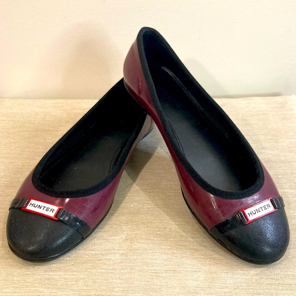 Hunter Shoes - HUNTER Sz 7 Tour Waterproof Rubber Two Toned Slip On Shoes Ballerina Flats